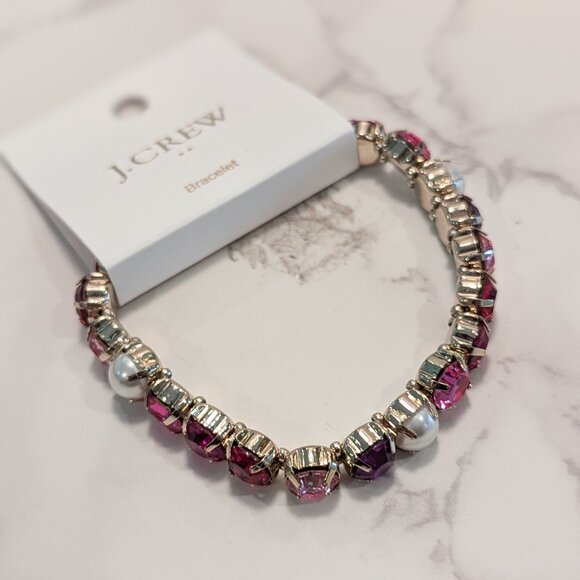 J.Crew Factory Crystal and Pearl Stretch Bracelet - Picture 3 of 8